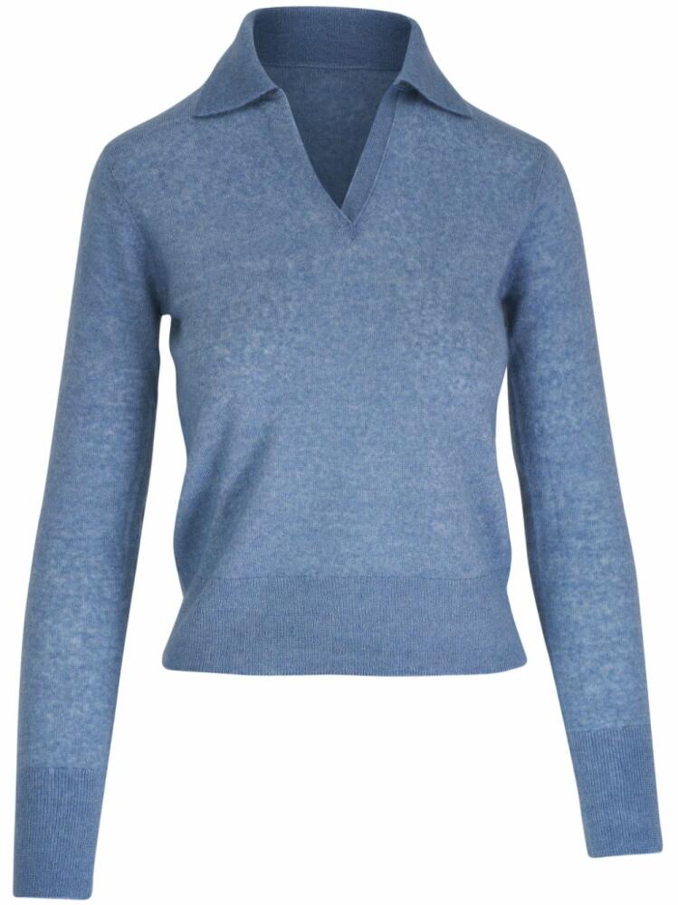 Vince mélange-effect polo jumper - Blue Cover