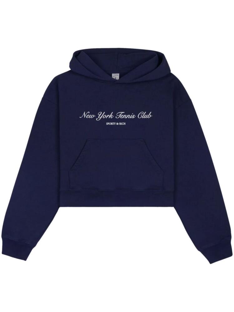 Sporty & Rich logo-print cotton hoodie - Blue Cover