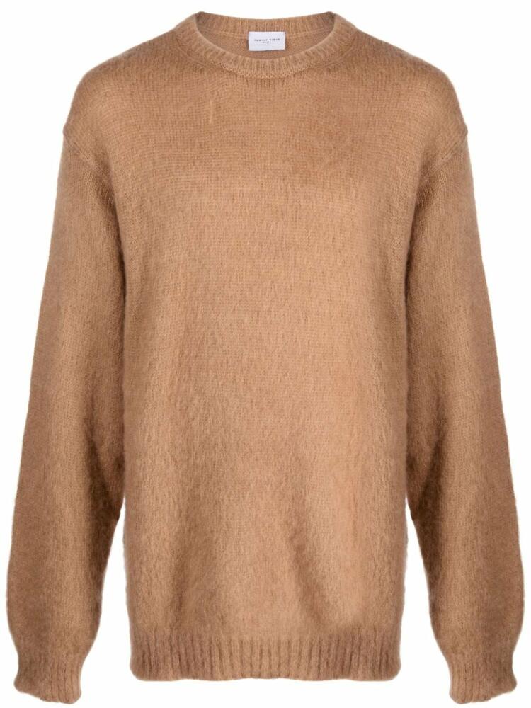 Family First brushed-effect mohair-blend jumper - Neutrals Cover