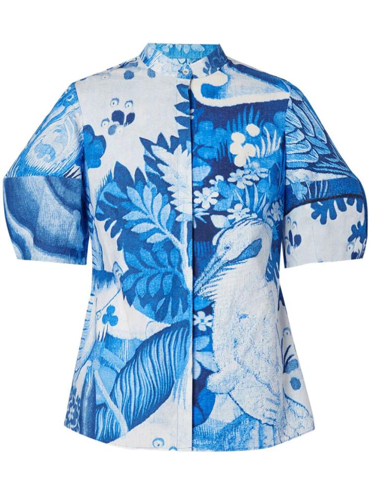 ERDEM graphic-print cotton shirt - Blue Cover