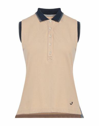 Jacob Cohёn Woman Polo shirt Beige Cotton, Elastane Cover