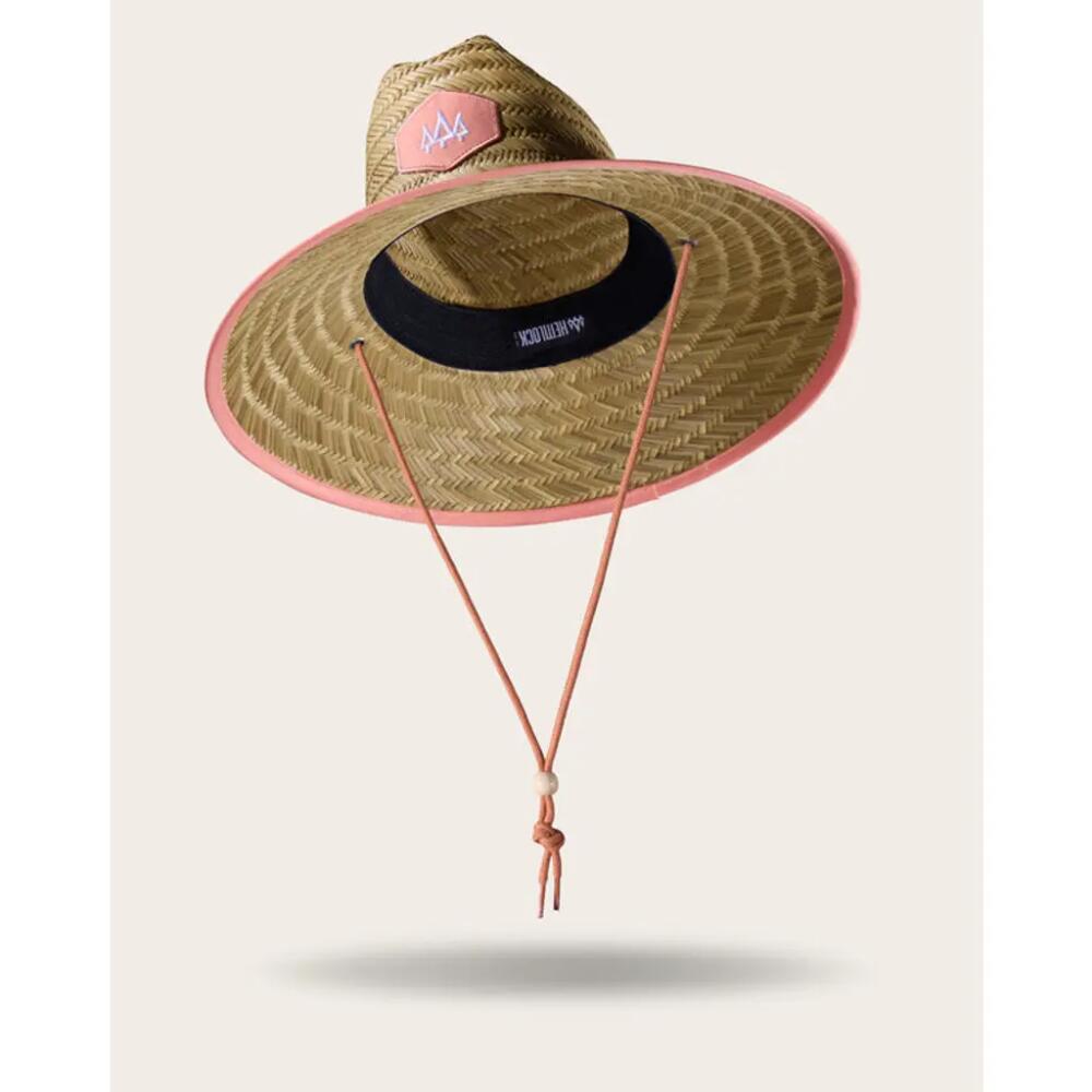 Hemlock Bare Straw Lifeguard Hat in Coral Trim Cover