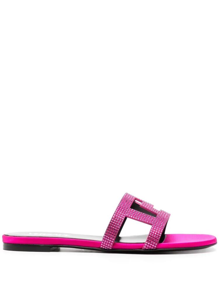 Versace Greca Maze crystal flat sandals - Pink Cover