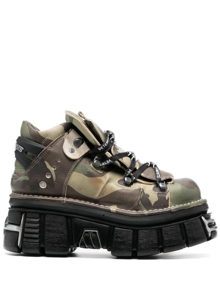 VETEMENTS x New Rock leather platform sneakers - Green Cover