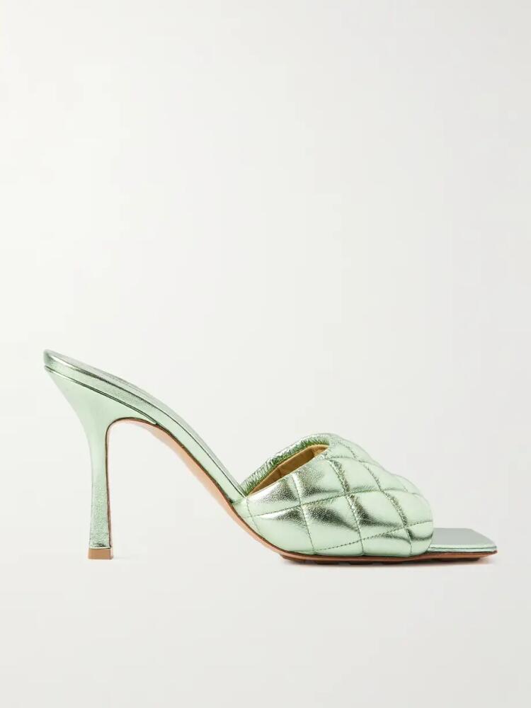 Bottega Veneta - Quilted Metallic Leather Mules - Green Cover