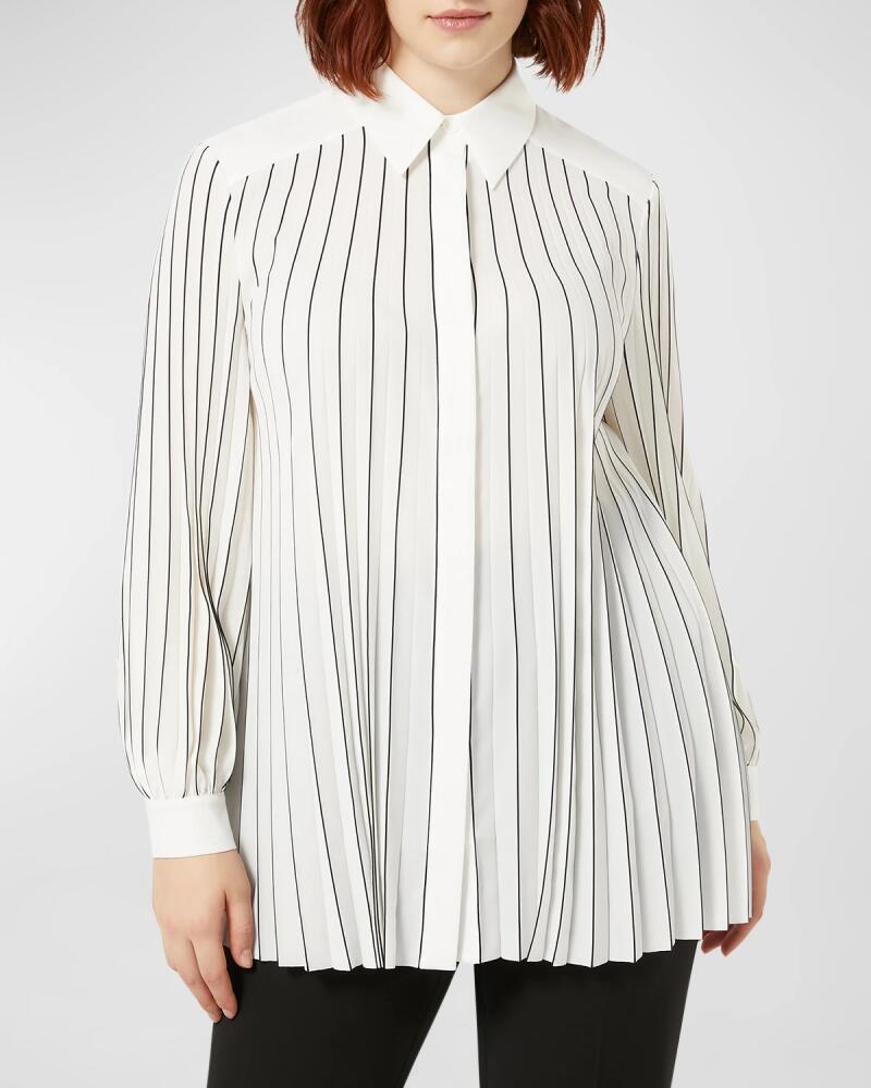 Marina Rinaldi Plus Size Ola Pleated Striped Shirt Cover