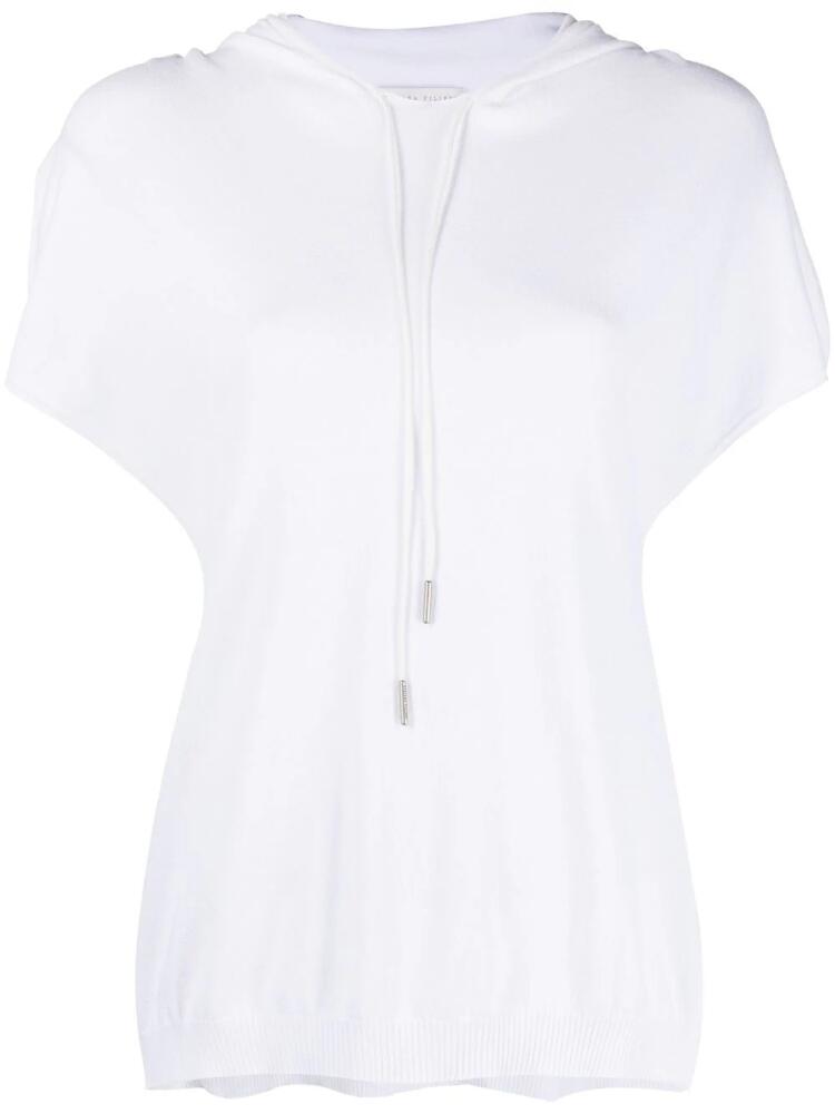 Fabiana Filippi fine-knit short-sleeved hoodie - White Cover