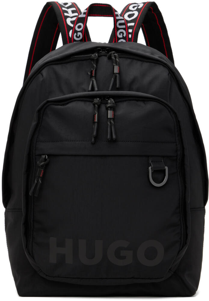 Hugo Black Logo-Print Branded Handles Backpack Cover