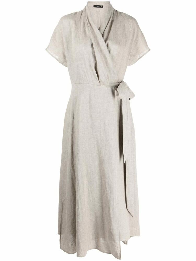 VOZ Butterfly linen wrap dress - Grey Cover