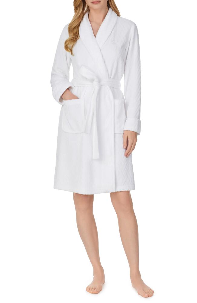 Lauren Ralph Lauren Quilted Shawl Collar Clip Robe in White Cover