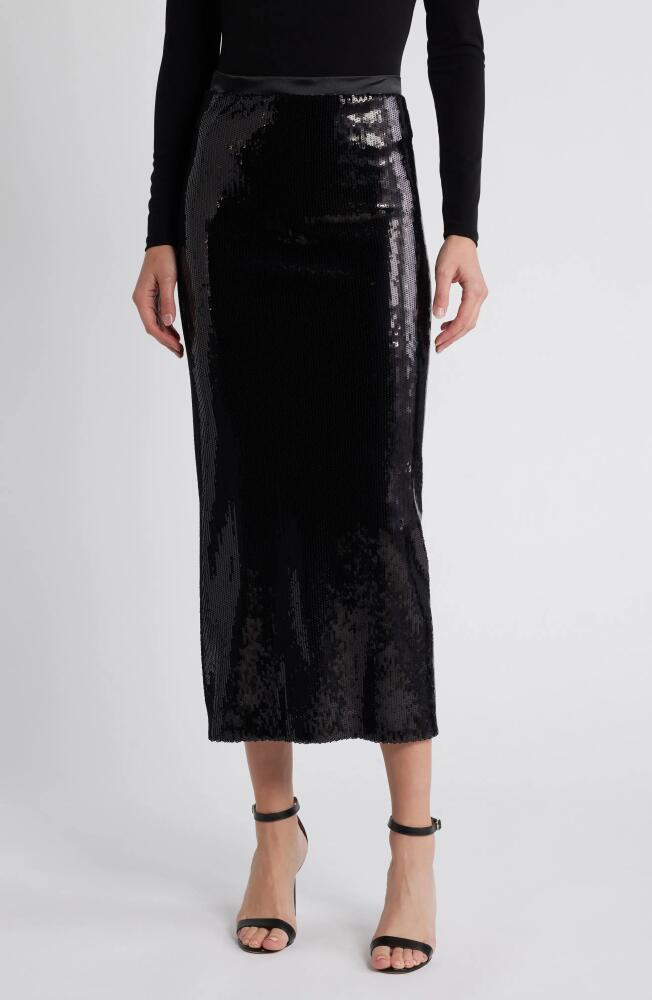 BOSS Eluxia Sequin Midi Skirt in Black Cover