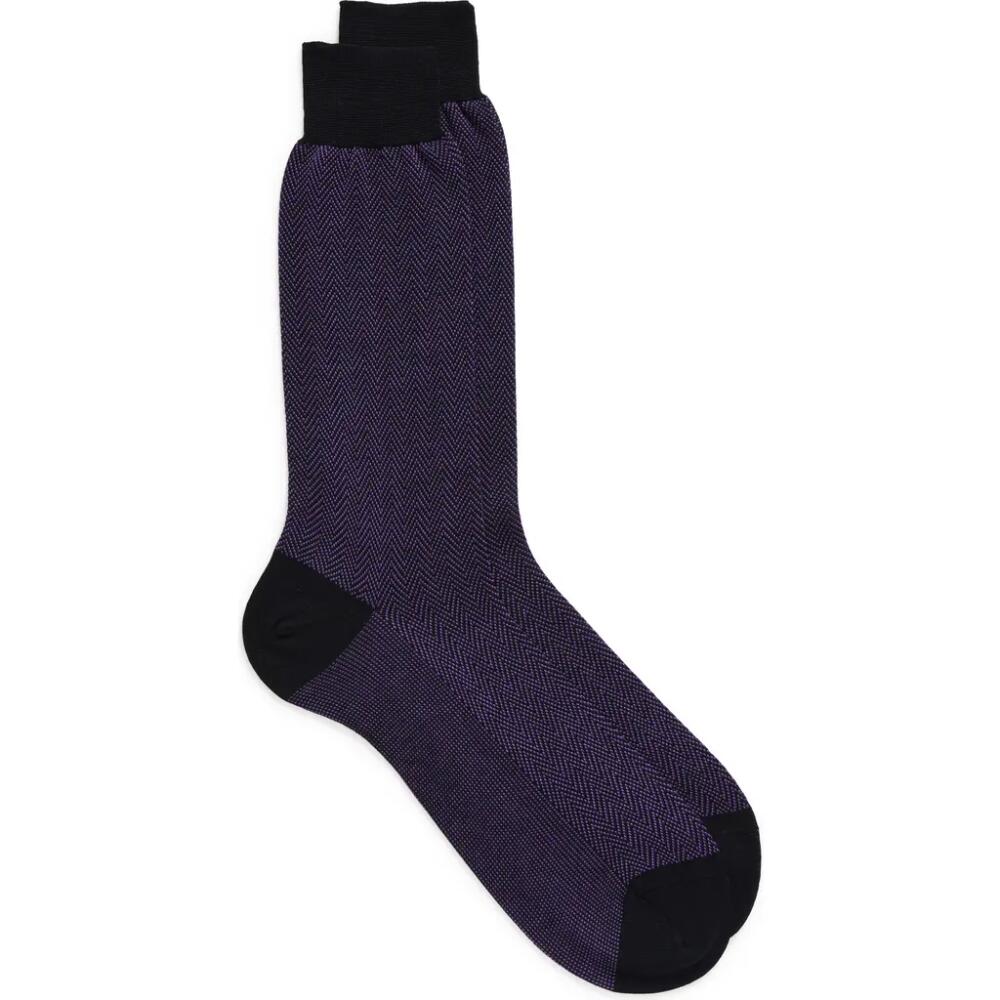 Canali Herringbone Cotton Dress Socks in Purple Cover