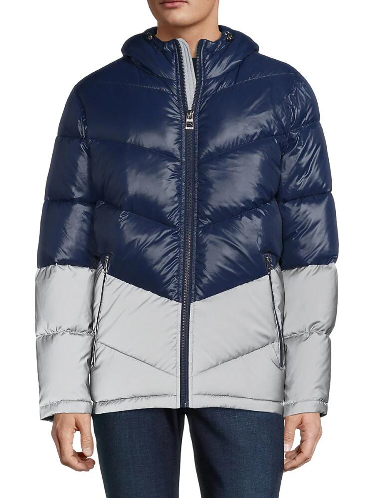 Guess Men's Colorblock Puffer Jacket - Navy Cover