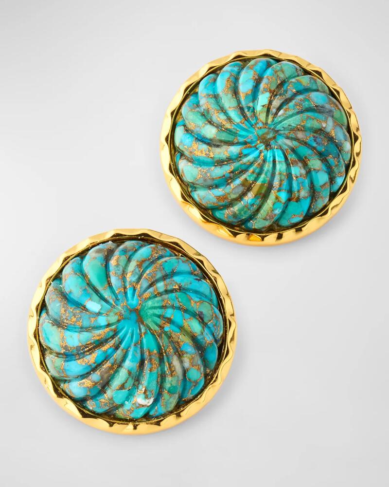 NEST Jewelry Carved Turquoise Clip Earrings Cover