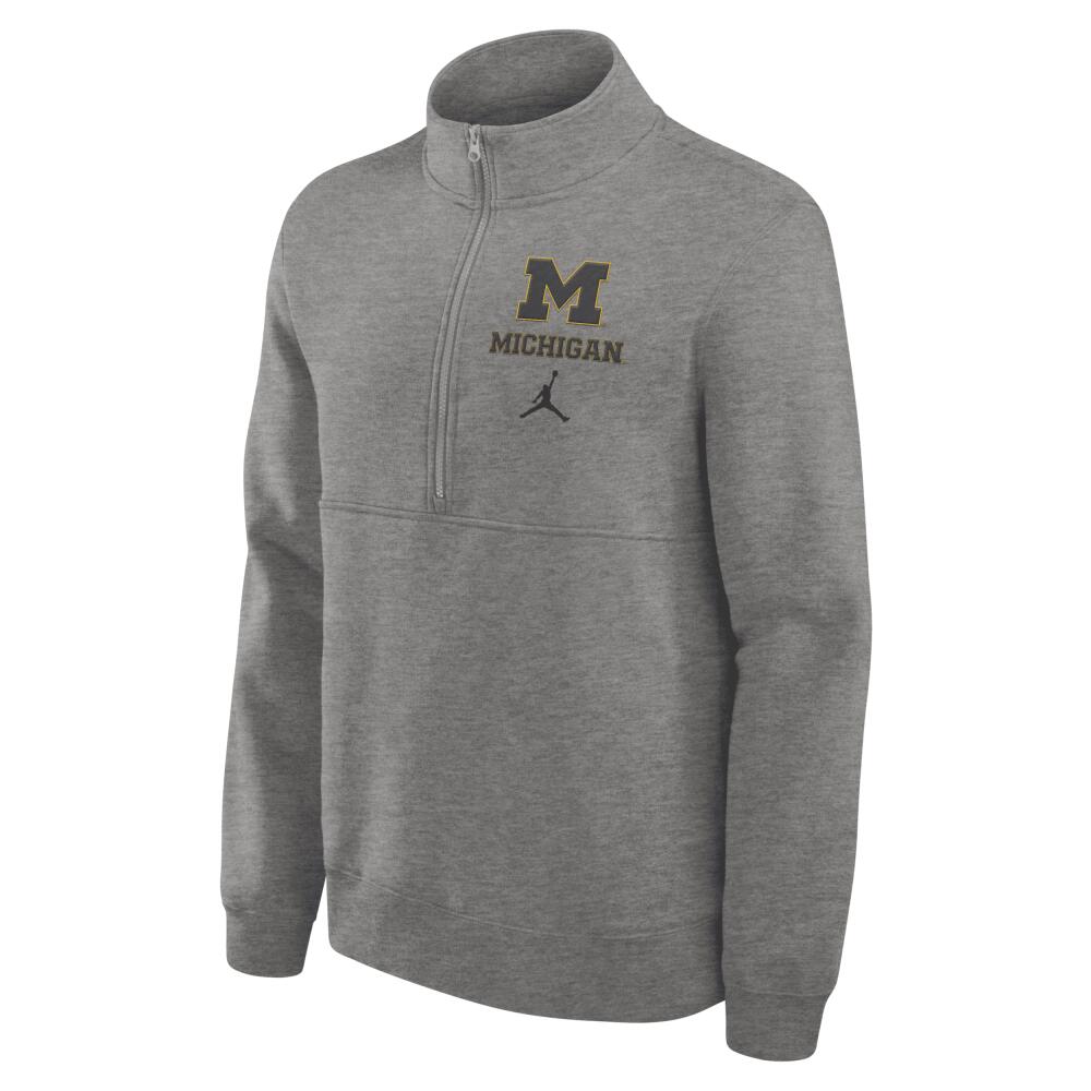 Men's Michigan Wolverines Primetime Club Jordan College 1/2-Zip Crew in Grey Cover