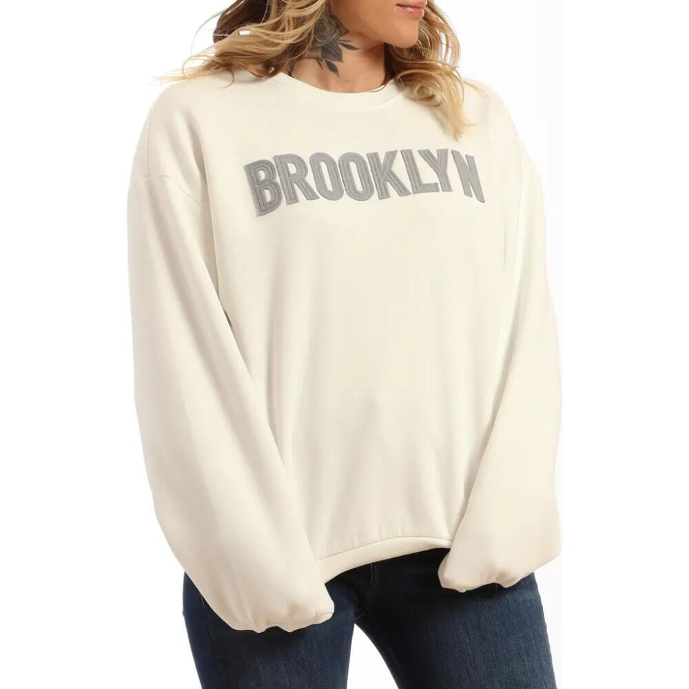 Brooklyn Industries BK Appliqué Crewneck Sweatshirt in Antique White Cover