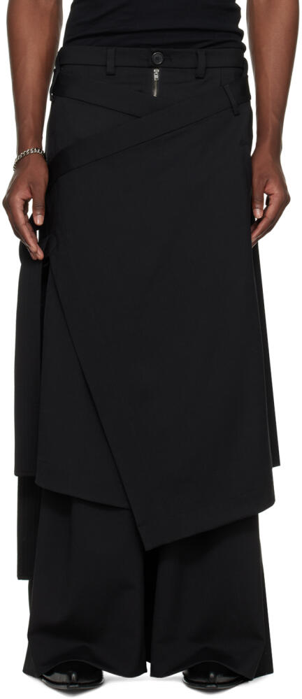 LU'U DAN Black Apron Midi Skirt Cover