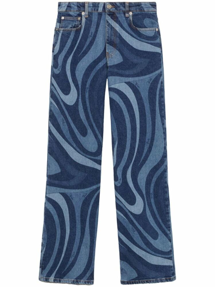 PUCCI Marmo-print straight-leg jeans - Blue Cover