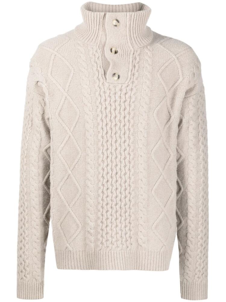 Nanushka button-collar cable-knit jumper - Neutrals Cover