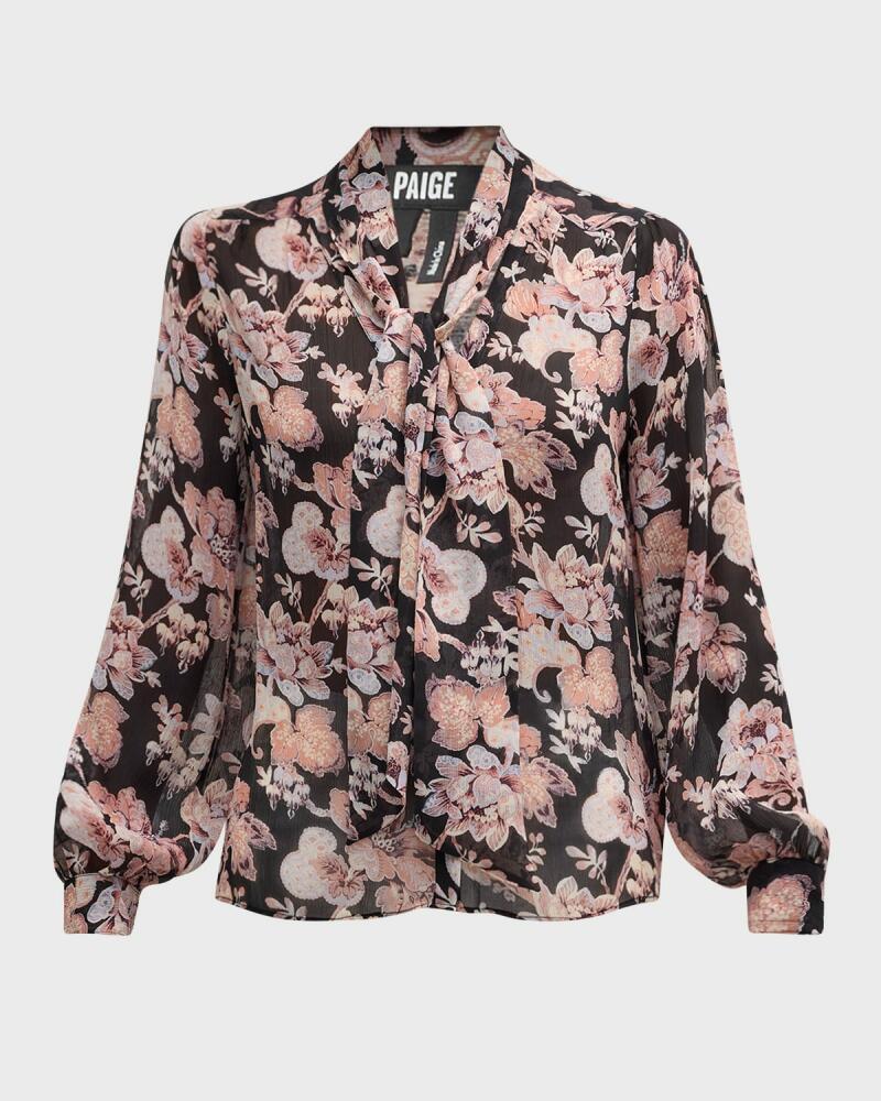 PAIGE Kirstie Floral Tie-Neck Blouse Cover