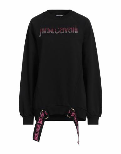 Just Cavalli Woman Sweatshirt Black Cotton, Elastane Cover