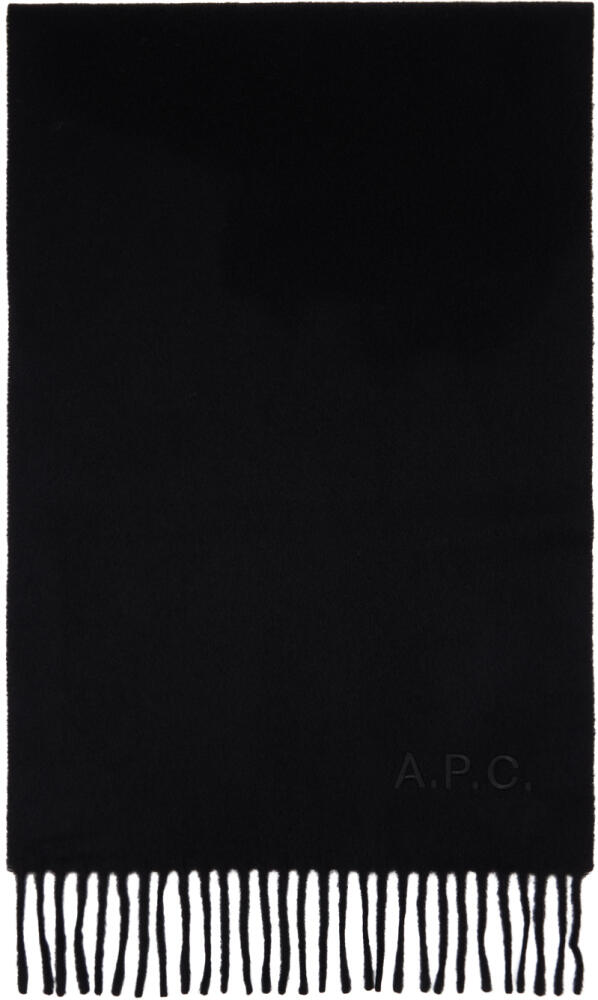 A.P.C. Black Ambroise Embroidered Scarf Cover