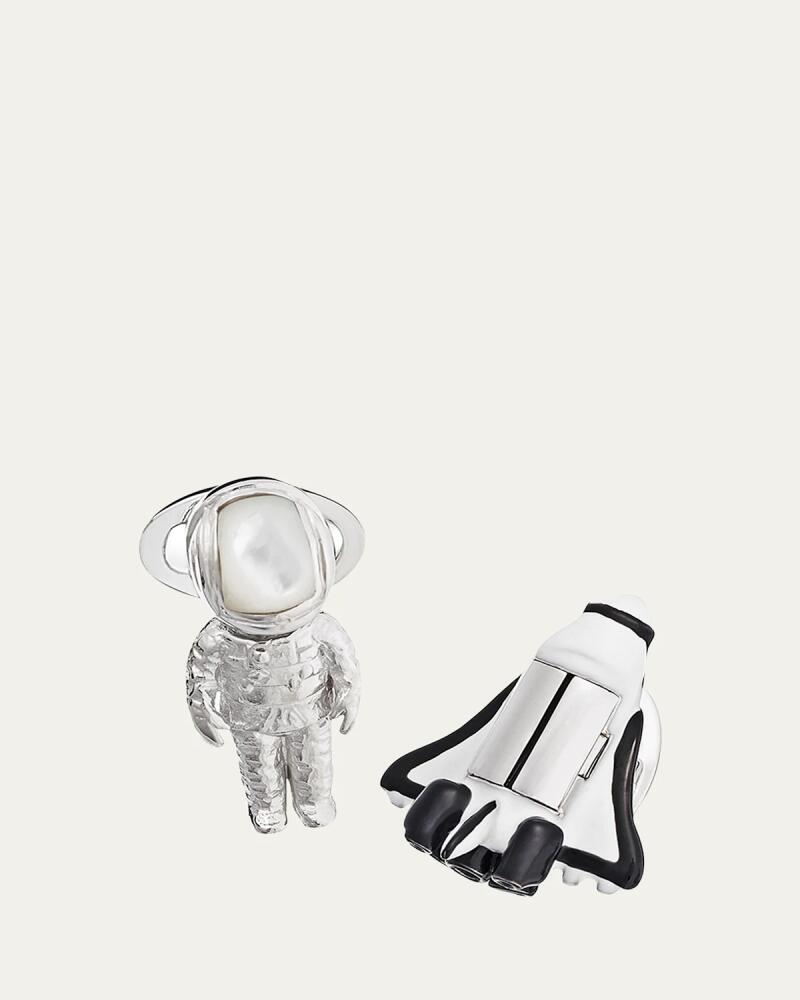 Jan Leslie Men's Shuttle & Astronaut Sterling Silver/Gemstone Cufflinks Cover