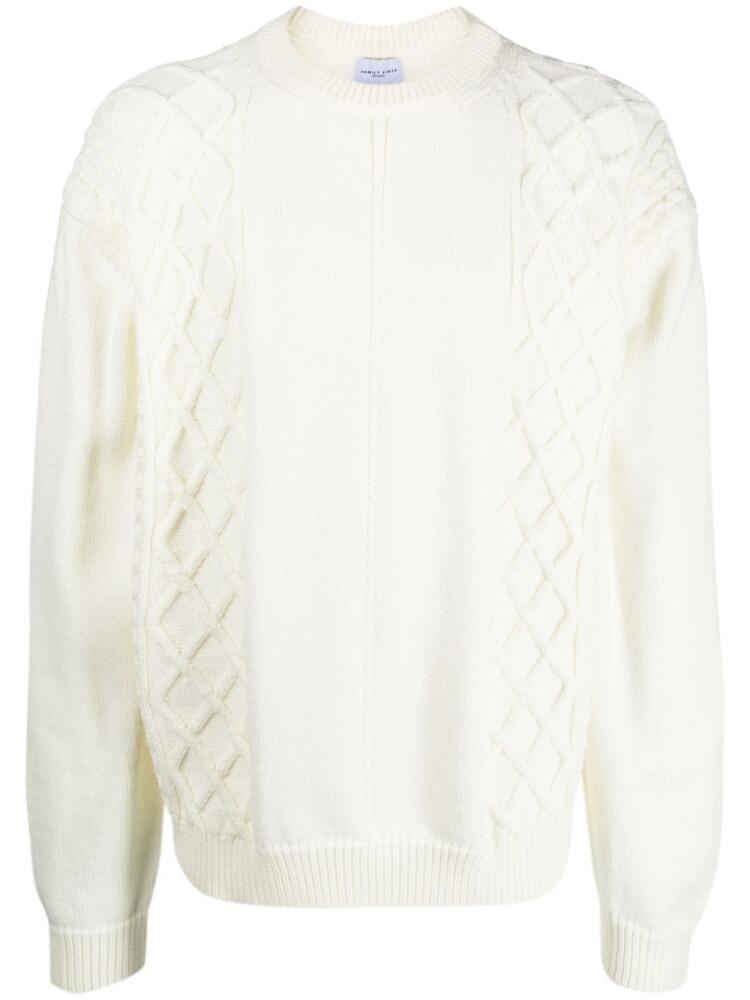 Family First chunky-knit crew-neck jumper - White Cover