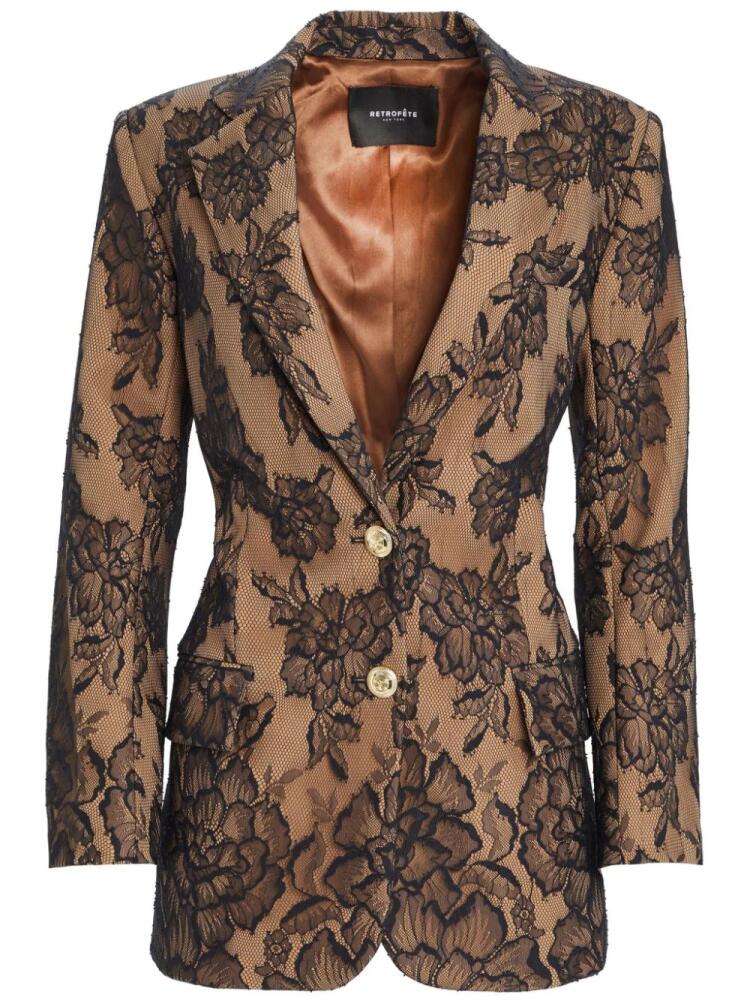 Retrofete Ophelia lace-overlay blazer - Neutrals Cover