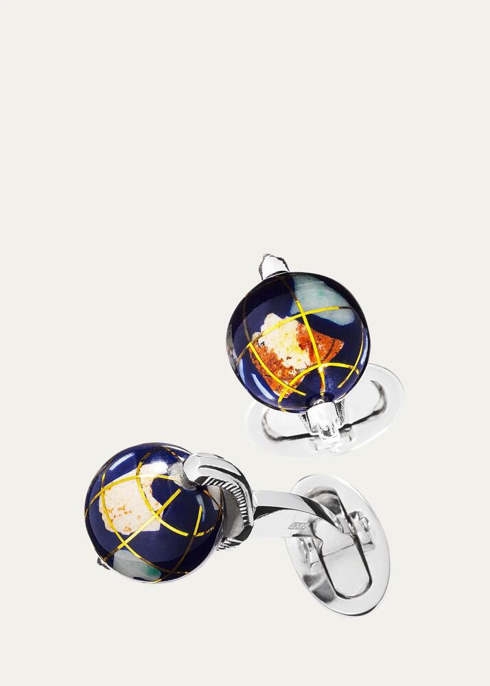 Jan Leslie Spinning Lapis Inlay Globe Cuff Links Cover