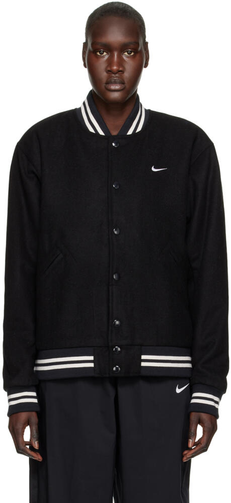 Nike Black Sportswear Authentics Varsity Jacket Cover