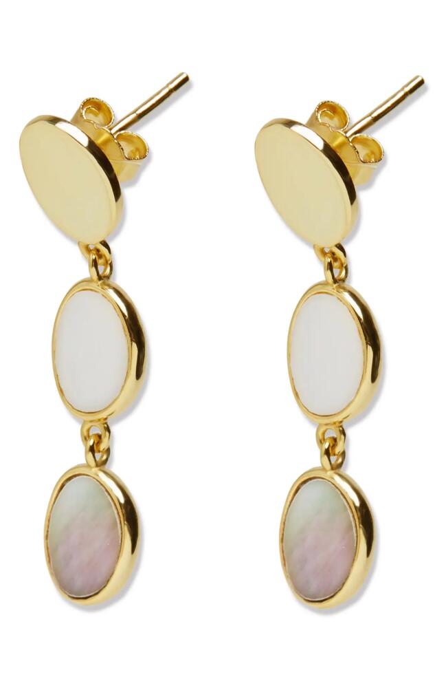 Argento Vivo Sterling Silver Mother-of-Pearl Linear Drop Earrings in Gold Cover