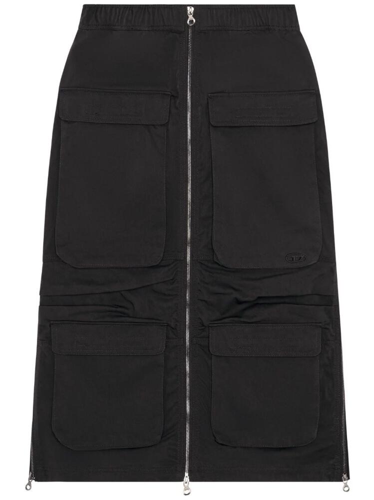 Diesel O-Mirt cargo-pocket elasticated midi skirt - Black Cover