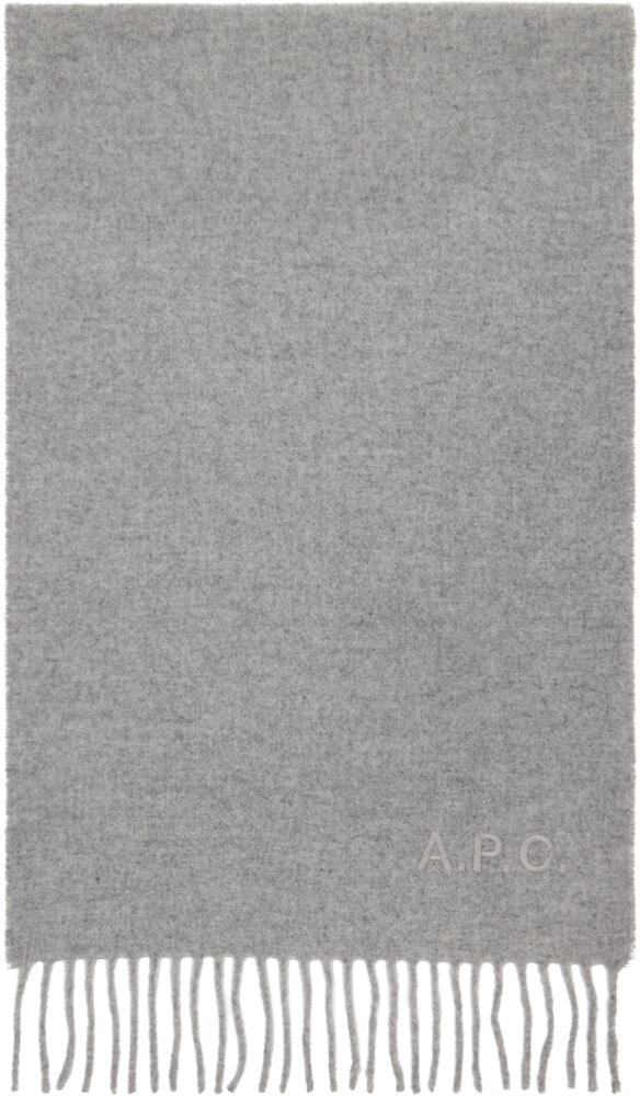 A.P.C. Gray Ambroise Embroidered Scarf Cover