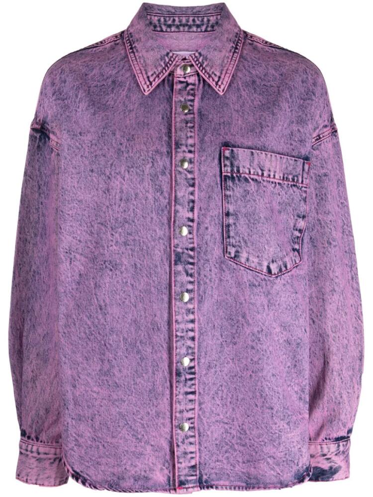 izzue bleached denim shirt - Purple Cover