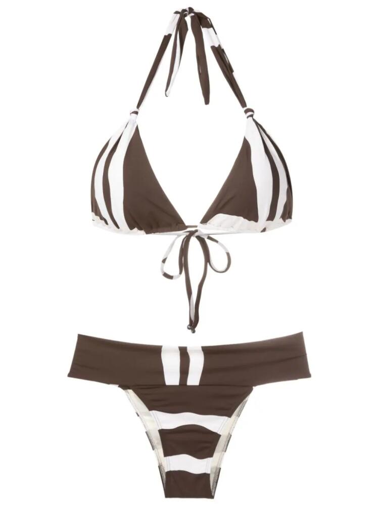 Brigitte check-pattern bikini set - Brown Cover