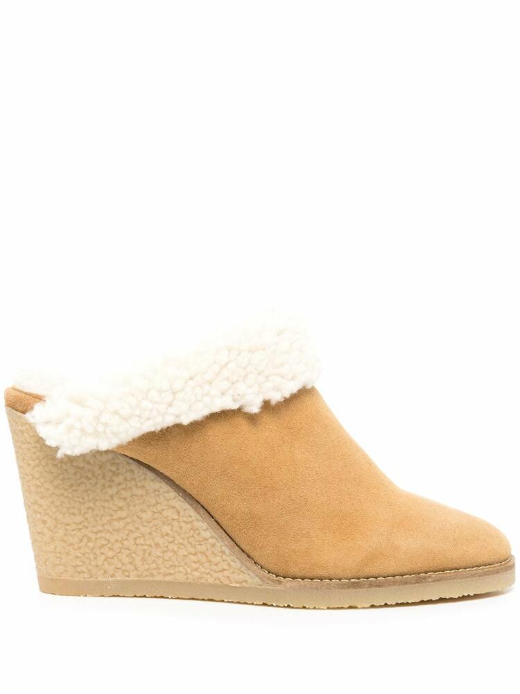 ISABEL MARANT shearling wedge mules - Brown Cover