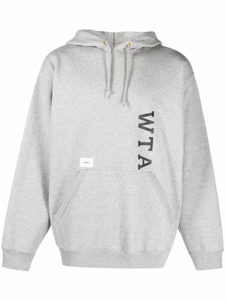 WTAPS logo-print melange-effect hoodie - Grey Cover