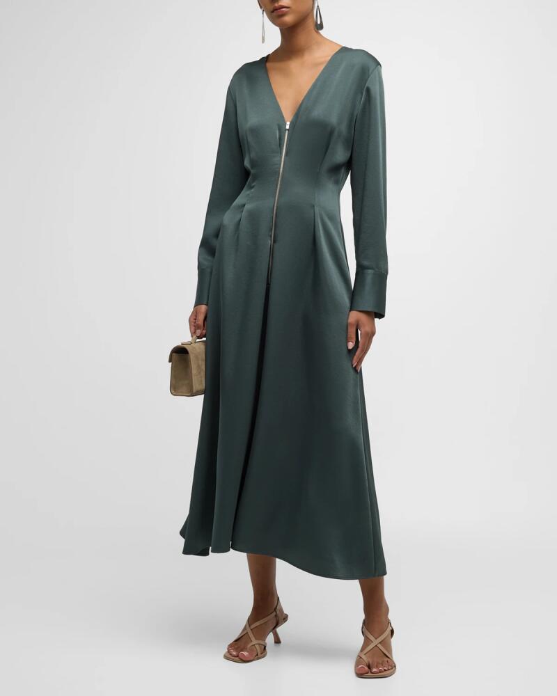 Vince Zip-Front Long-Sleeve Midi Dress Cover