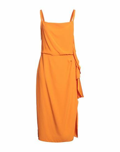 Caractère Woman Midi dress Orange Viscose, Polyester Cover