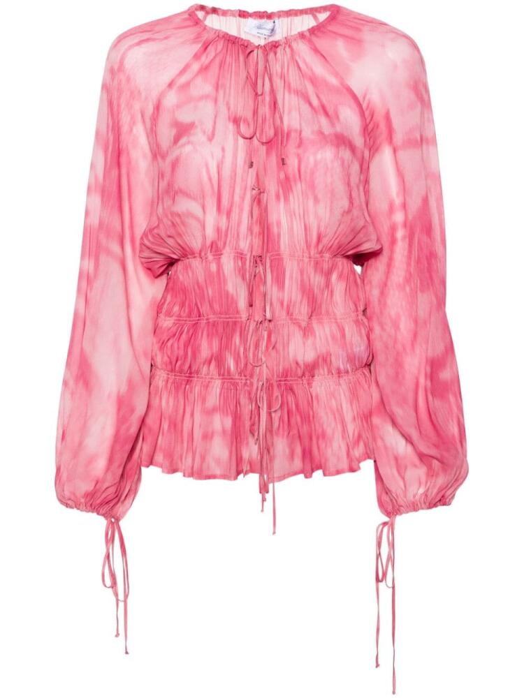 Blumarine python-print georgette blouse - Pink Cover