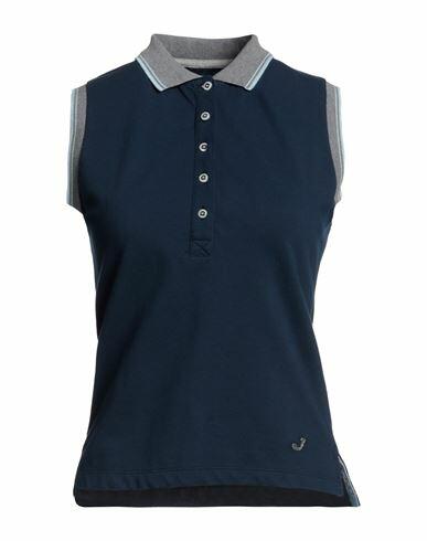 Jacob Cohёn Woman Polo shirt Navy blue Cotton, Elastane Cover