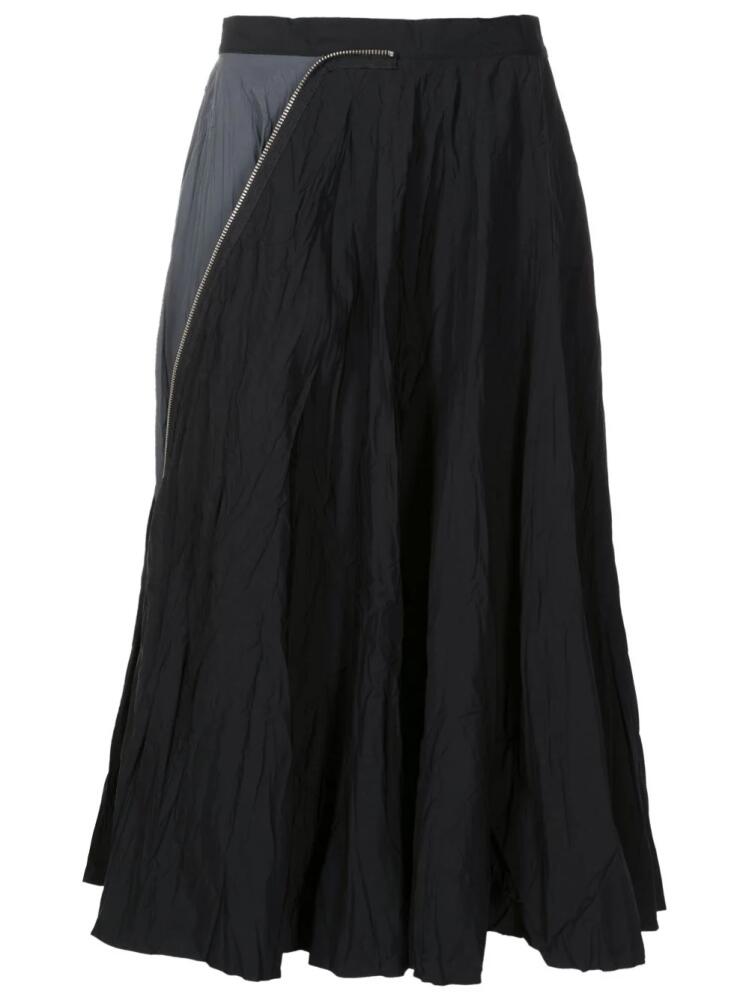 Uma | Raquel Davidowicz crinkled-finish A-line skirt - Black Cover