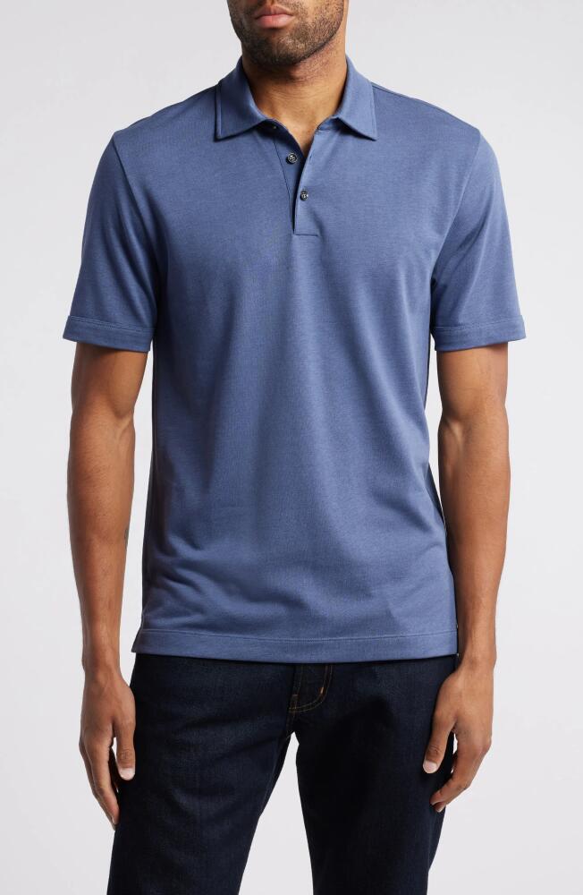 BOSS Press Lyocell & Cotton Polo in Navy Cover