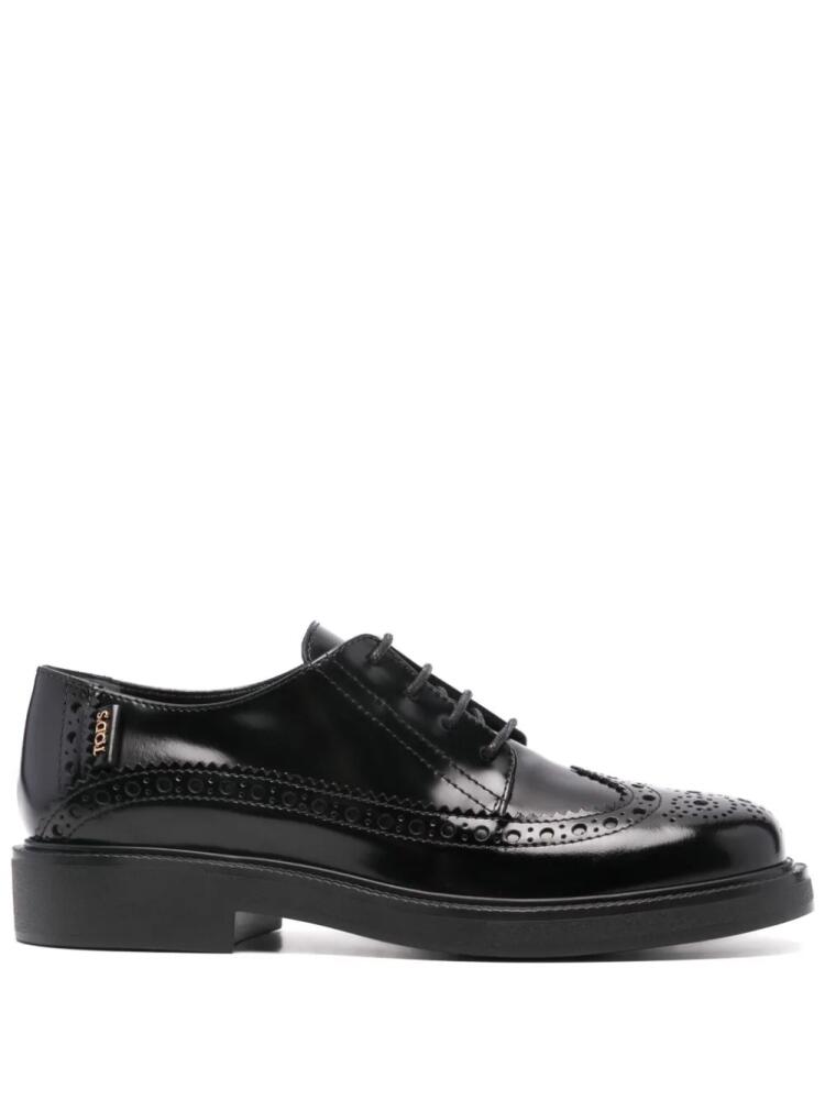 Tod's logo-tag leather brogues - Black Cover