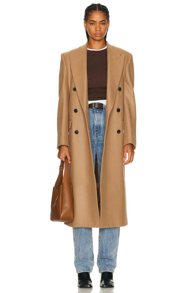 NILI LOTAN Edmont Double Breasted Long Coat in Brown Cover