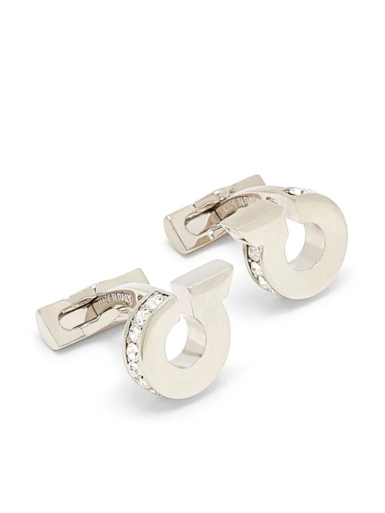 Ferragamo Gancini crystal-embellished cufflinks - Silver Cover