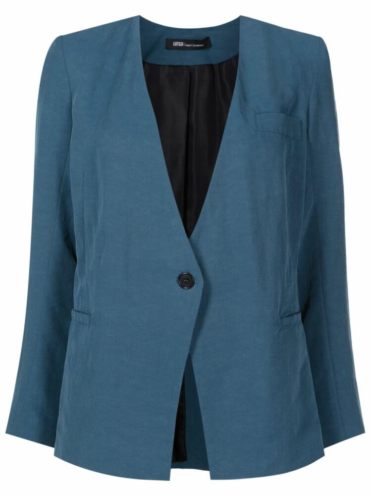 Uma | Raquel Davidowicz no-lapels button-fastening blazer - Blue Cover