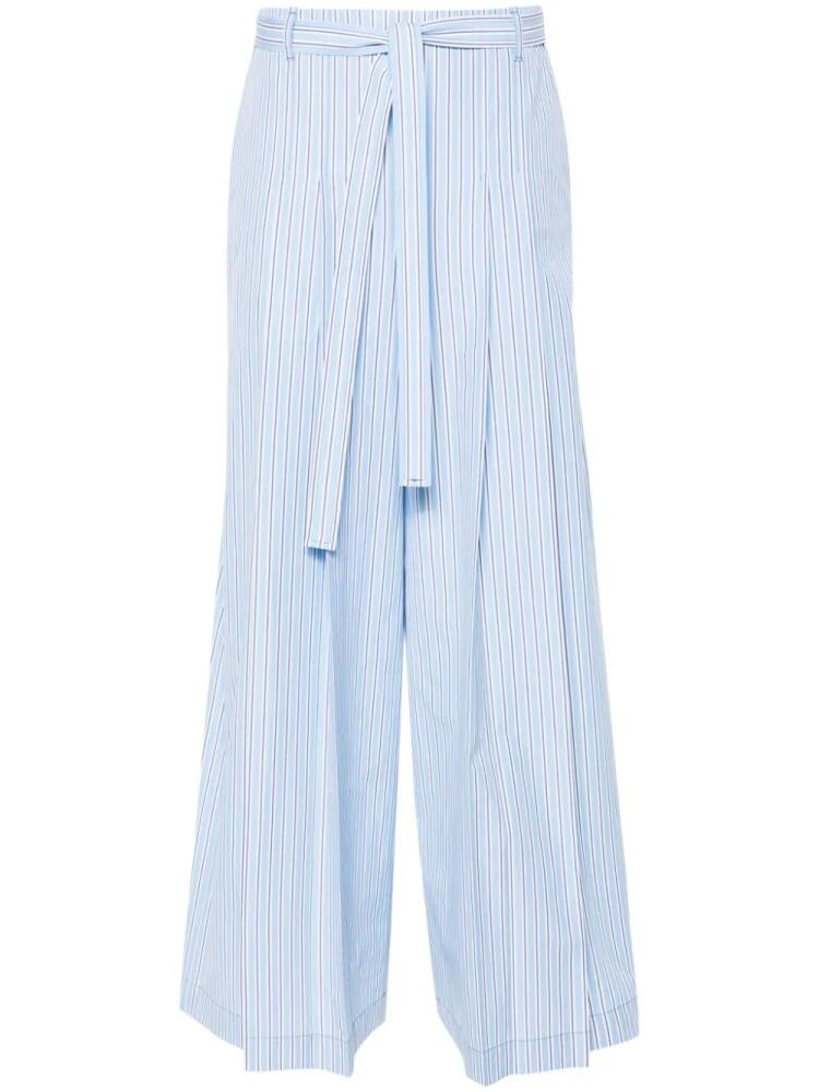 Alberta Ferretti pleat-detail striped palazzo pants - Blue Cover