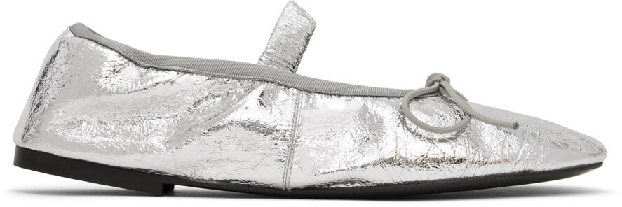 Proenza Schouler Silver Glove Mary Jane Crinkled Metallic Ballerina Flats Cover